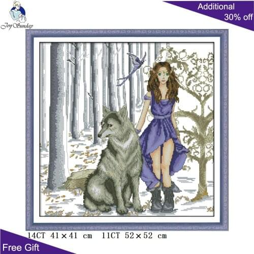 Joy Sunday Forest Princess Cross Stitch RA237 14CT 11CT Counted and Stamped Home Decor Needlepoint Embroidery Cross Stitch kits