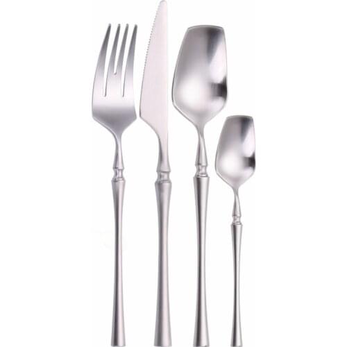 Stainless Steel Cutlery Set Matte Silverware Tableware Spoon Fork Knife Set Dinnerware Kitchen Dinner Set High Quality Cutlery