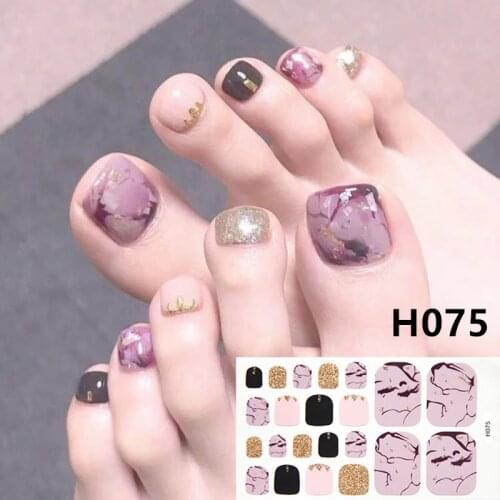 22Tips/Sheet Toenail Stickers Adhesive Fashion Designs Tips Summer Style Glitter Toe Nail Art Manicure Sticker Feet Decorations
