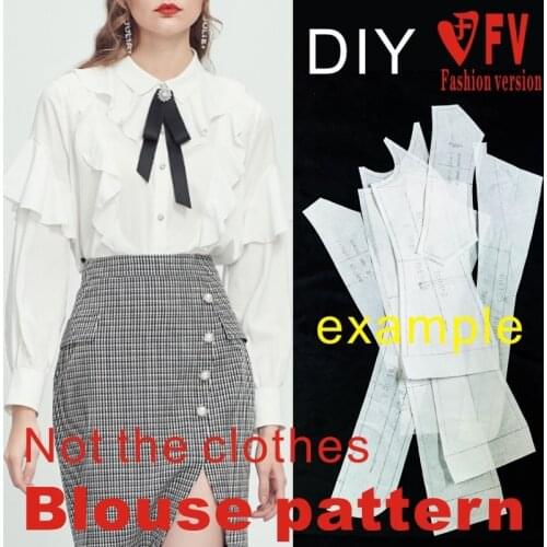 New style womens ruffled long-sleeved shirt pattern clothing cutting drawings 1:1 pattern physical BCY-157