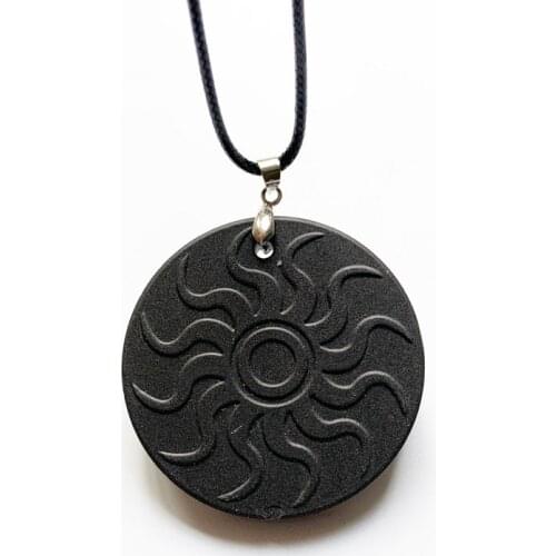 Wholesale Black Stone Sun Pendant Necklace Energy Power Health Care Pendant Quantum Science Scalar Energy Pendant Round Necklace