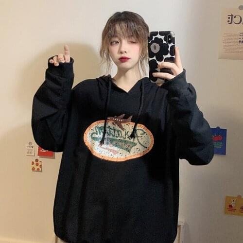 Autumn loose college style shabby letter printed sweatshirt fashion hooded sweatshirt