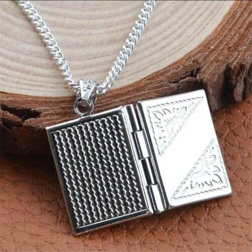 Unisex Men Women Necklace Jewelry Openable Wish Box Book Necklace Pendant Pendant