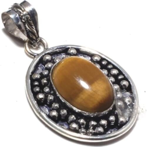Tiger Eye Pendant Silver Overlay over Copper , 45 mm , P7422