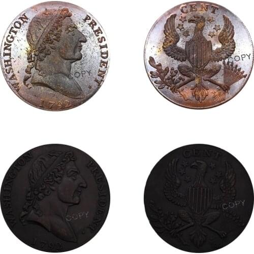 United States Washington President 1791 Baker 15 Large Eagle Cent 16 Small Eagle Cent Red Copper Copy coins