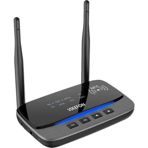 80m Long Range Bluetooth 5.0 Audio Transmitter Receiver Adapter for TV Low Latency aptX HD SPDIF RCA AUX 3.5mm with NFC, Bypass