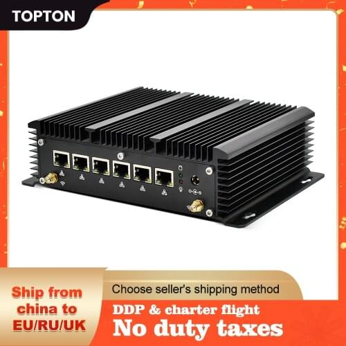 Fanless 6 Lans Industrial Mini PC 10th Gen Intel i7 i5 i3 Processor DDR4 Firewall PC Pfsense Router 4*USB 2*RS232