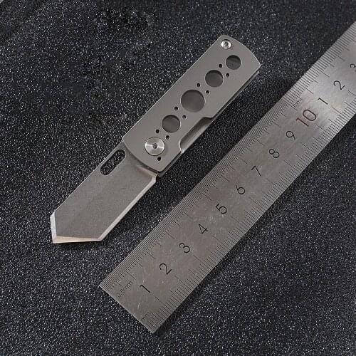 Dropship S35VN Powder Steel Folding Knife Titanium Alloy Handle Pocket Knife Ball Bearing Outdoor Mini Survival Knife Key chain