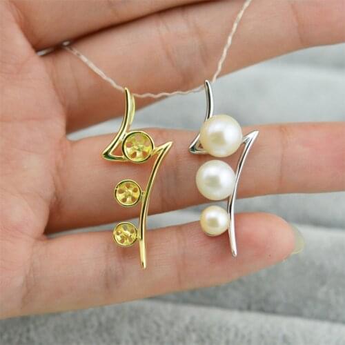 QIAOBEIGE 3 Pieces Pearl Beads Pendant Fittings Leaf Holder Women DIY Pendant Jewelry Findings & Components, silver& Gold color
