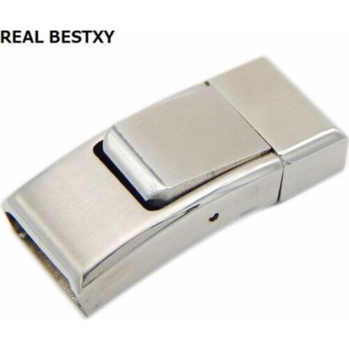 REAL BESTXY 10pcs/lot Manufacturer stainless Steel Clasp Tube For Flat Leather Cord Bracelet Connector DIY Jewelry