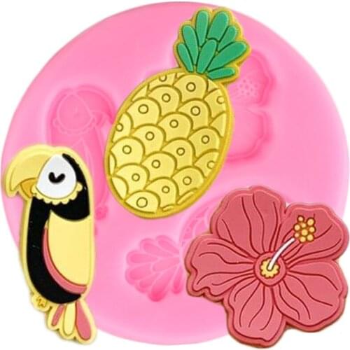 Rose Flower Toucan Pineapple Silicone Molds DIY Party Cupcake Topper Fondant Cake Decorating Tools Chocolate Candy Clay Moulds