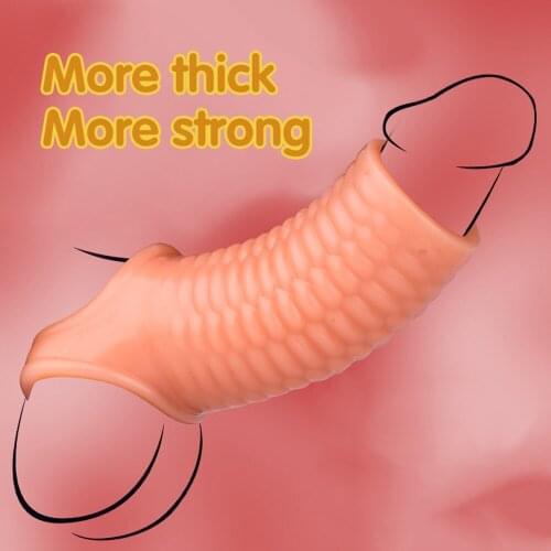 Silicone Reusable Extender Delay Ejaculation Penis Sleeve Penis Enlargement Enhancer Adult Sex Toys For Men Sex Shop