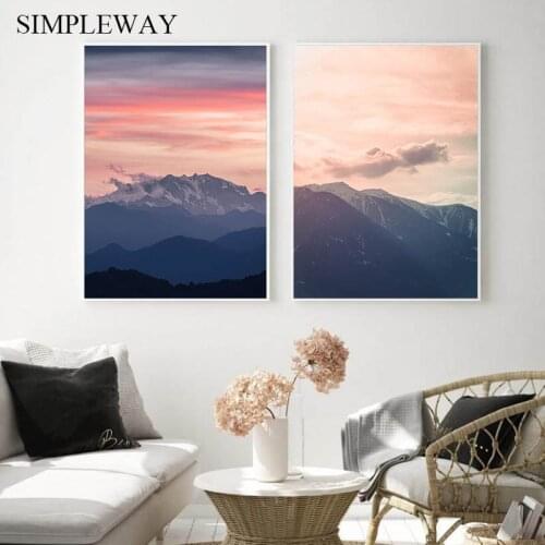 Scandinavian Decoration Picture Mountain Sunset Nature Landscape Poster Nordic Wall Art Canvas Print Painting Modern Home Decor