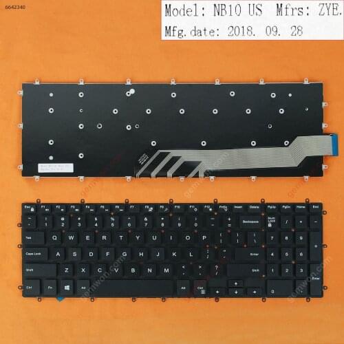 US New Replacement Keyboard for DELL Inspiron gaming 15- 7566 7567 5567 5568 Laptop Black NO Frame NO Backlit