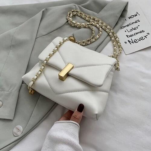 Cute Chain Small PU Leather Crossbody Bags for Women 2021 Trending Shoulder Handbags Womens Branded Fashion Trend Hand Bag
