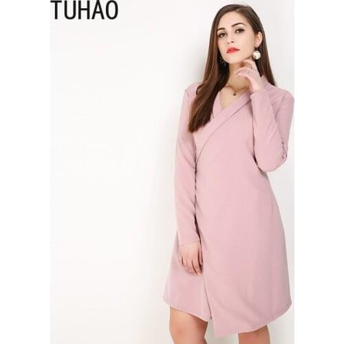 TUHAO 2021 Spring Women Pink Dress Plus Size 8XL 7XL 6XL 5XL Female Office Lady OL Elegant Dress for Mother Woman party Clothing