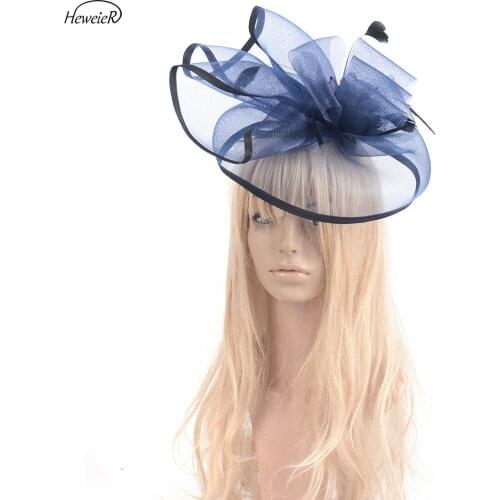 Handmade Fascinator Feather Hat Hair Clip Cocktail Races Wedding Party Bride Women Feahter Flower Veil Hairpiece Accessory