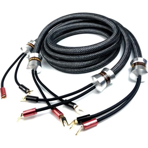 Pair Audiophile HiFi Audio Ks 3040 Silver Speaker Cables with WBT Gold-plated Spade Plug