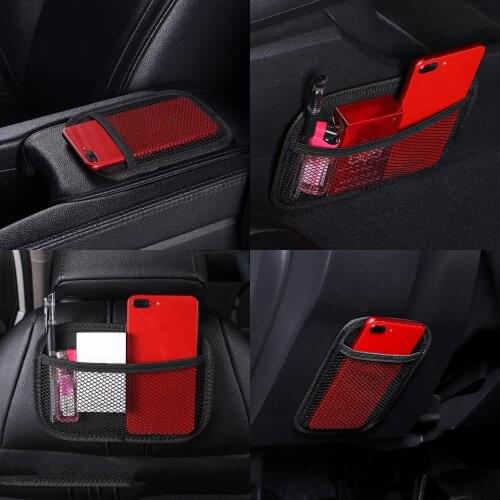 10*Universal Car Black Storage Bag Brand Stick-up Mesh Net Storage Bag Phone Holder Organizer Pouch Car Hanging