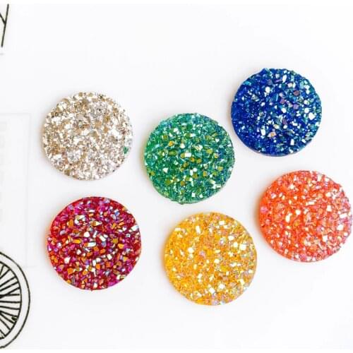 20mm 25mm Mixed Colors Resin Glass Cabochon Flat Back Stone Fit Earring Pendant Base Jewelry Components Diy Material 30pcs