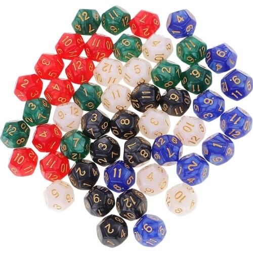50pcs Colorful 12 Sided D12 Dice for Playing D&D RPG Board