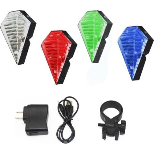8 LED 2 Laser Bicycle Tail Light Flashlight Diamond Shaped Bike Tail Rear Rechargeable Light Lamp