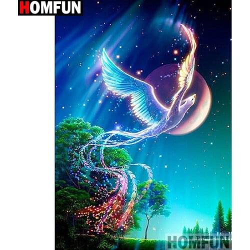 HOMFUN Full Square/Round Drill 5D DIY Diamond Painting "Moon phoenix" 3D Embroidery Cross Stitch 5D Home Decor A13582