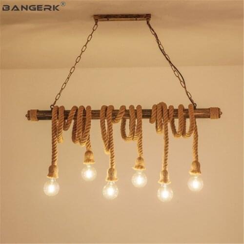 American Loft Decor Pendant Light LED Edison Industrial Vintage Lighting Dining Room Hanging Lamp Iron Hemp Rope Droplight
