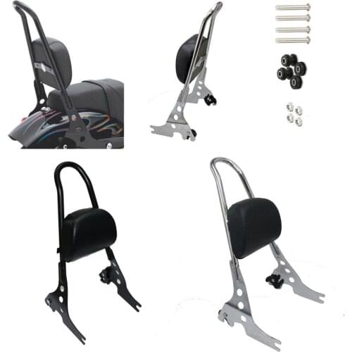 Motorcycle Luggage Rack Sissy Bar Rear Passenger Backrest Cushion Pad Black Chrome For XL883 XL1200 XL 883 1200 48