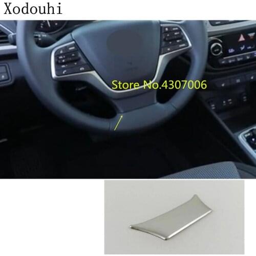 Car Cover Stainelss Steel Steering Wheel Interior Kit Switch Trim Lamp Frame 1pcs For Hyundai Solaris Accent 2017 2018 2019 2020