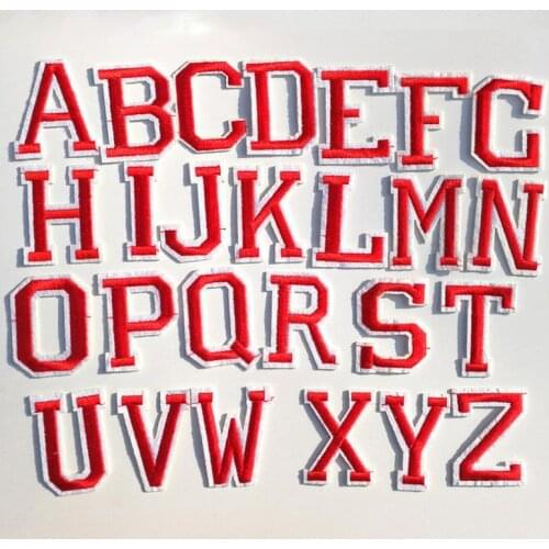 Kindergarten Student Name Tags Patch 5pcs Red Alphabet Clothes Diy Stickers 26 Letters Sew on Kids Dress Decoration Appliques