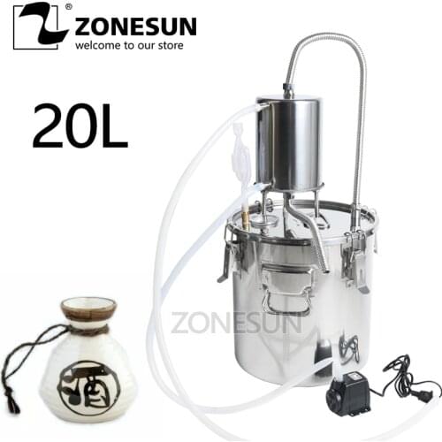 ZONESUN Wine Beer Alcohol Water Distiller Moonshine Mini Home Rose Water Essential Oil Alkol DIY Brewing Kit Brewery Equipment