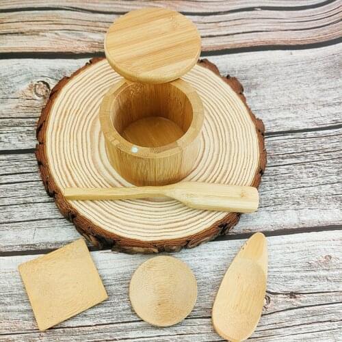 Eco friendly Spice jar Bamboo Salt shaker or tea jar with tea spoon wooden Seasoning jar Kitchen storage tools Organizer Jars