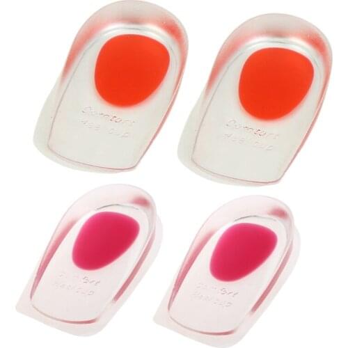 Gel Shoes Pads Cushion Heel Cup Insoles Massager Inserts Heel Spur Pain Silicone C1FF