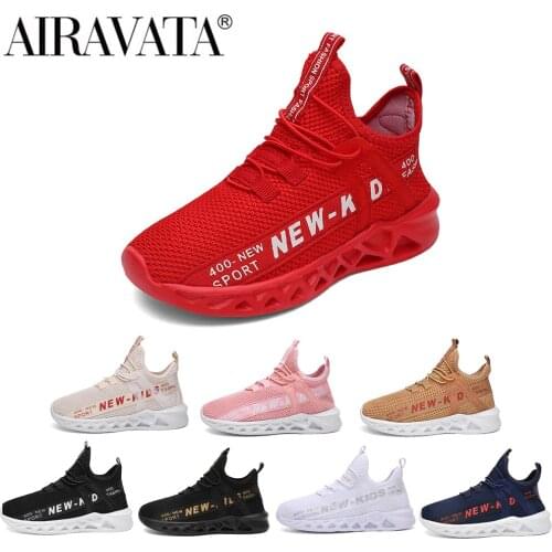 Airavata Boys Shoes 2021 New Kid Running Sneakers Childs Student Sports Light Summer Children Fly Woven Solid Color Shoes