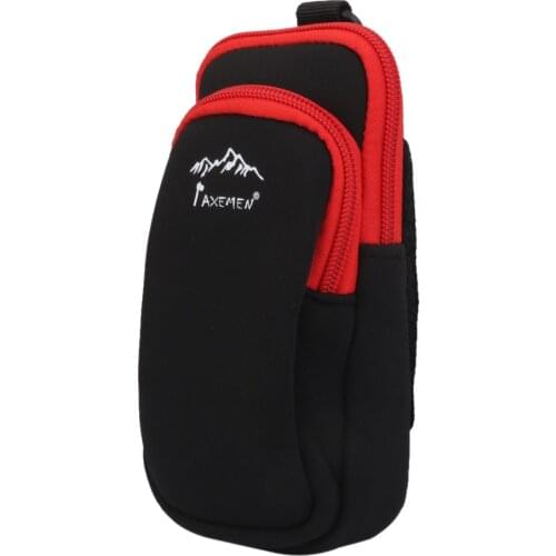 MagiDeal Professional Neoprene Dual Zip Pocket Pouch Phone Bag Case for Hiking Climbing Riding Sport L/S Size Black/Orange/Green