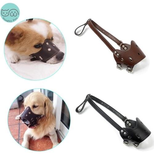 XS-XL Leather Pet Dog Muzzle Adjustable Puppy Mouth Mask Muzzle Stop Barking Anti Bite For Small Large Dogs Accessories