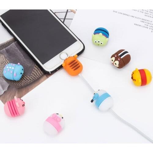 Cute Earphone Cable Bite Animals Protector Charging Cord USB Cable Data line Winder Organizer Cartoon Phone Accessory Protects