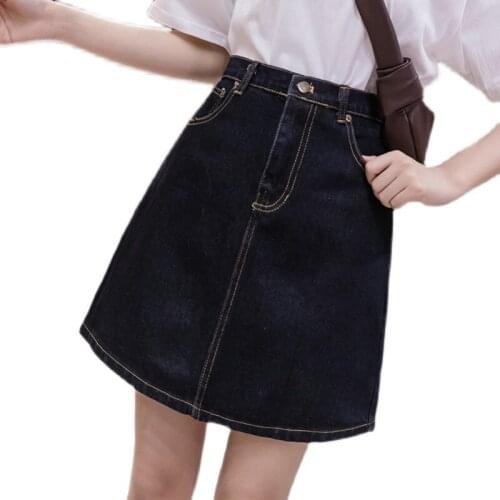 2021 Plus Size Denim Mini Skirts New Summer Korean Style High Waist Slim A-line Short Skirt Young Women Pencil Skirt BSQ309
