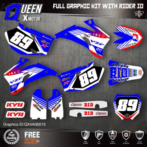 QUEEN X MOTOR Custom Team Graphics Backgrounds Decals 3M Stickers Kit For YAMAHA 2006-09 YZF250 450 015