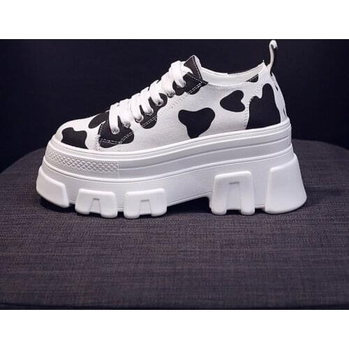 2021 Autumn High Platform Sneakers Women Breathable Canvas Shoes Chunky Casual Shoes Woman Walking Trainers Sports Dad Shoes