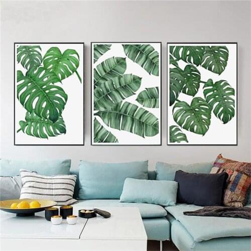 Nordic Canvas Painting Poster Nordic Home Decor Green Plant Leaf Print Living Room Minimalist Modern Poster Wall Art Painting