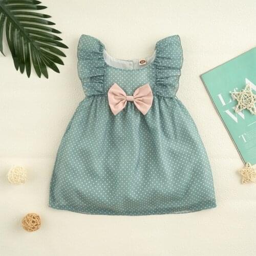 Summer Baby Dress 2-3Years Cute Dot Geometric Pattern Knee Length Sleeveless Ball Gown