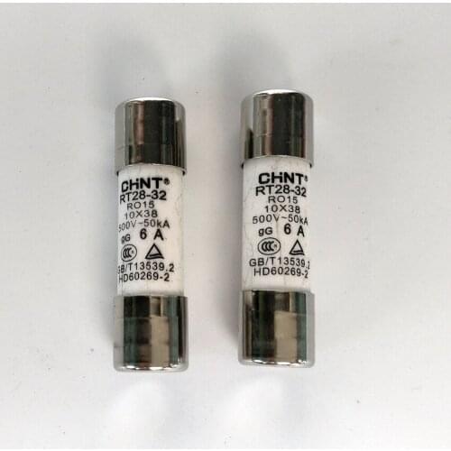 10pcs/lot CHINT RT28-32 (RO15, RT14-20) 6A Fuse Link 10X38 Fuse Fusible Core