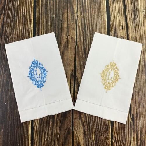 12 PCS Fashion Guest Towels (Letter-L) Monogrammed Tea Towel 14X22-inch Cleaning Cloth Guest Hand Dish Kitchen Bathroom Towel