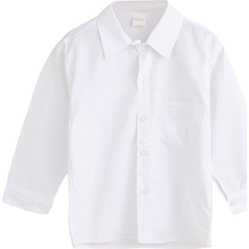 Ins Simple Kids Baby Boy Shirts Long Sleeve Cotton Shirt Baby Formal Tops Pure Color High Quality New Arrival