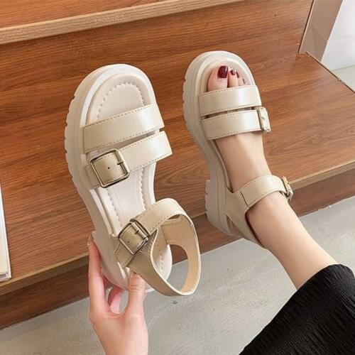 Summer Shoes Women Platform Sandals Fashion Soft Leather Open Toe Gladiator Sandals Women 2021 New Outdoor Comfort Leisure Shoes