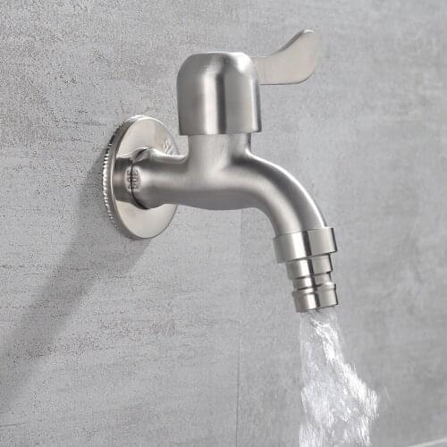 Family faucet SUS304 stainless steel faucet bathroom faucet single hole faucet mop faucet cold water wall-mounted faucet