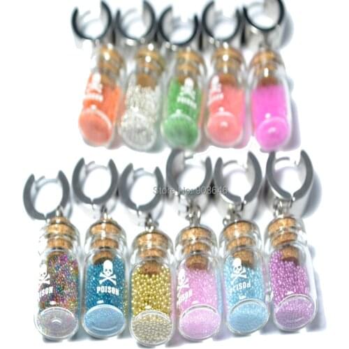 50pcs New Free Shipping Stainless Steel Bottle Dangel Hoop Earring Ear Studs Fake Ear Plugs Body Piercing Jewelry