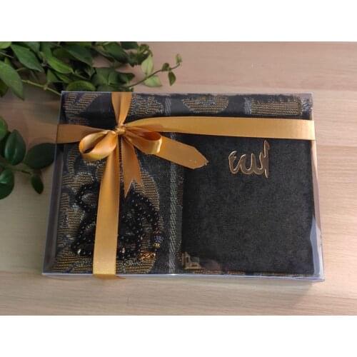 Blue Black Prayer rug set muslim prayer carpet portable Mawlid Set ibadet musluman travel mat Yasin Sharif rosary